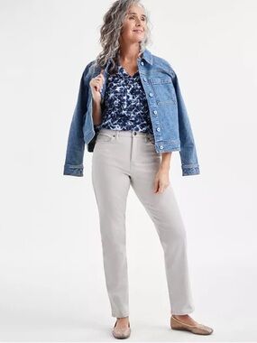 NWT Style & Co 14P High Rise Straight Fit Light Khaki Jeans Pants Slimming Comfy